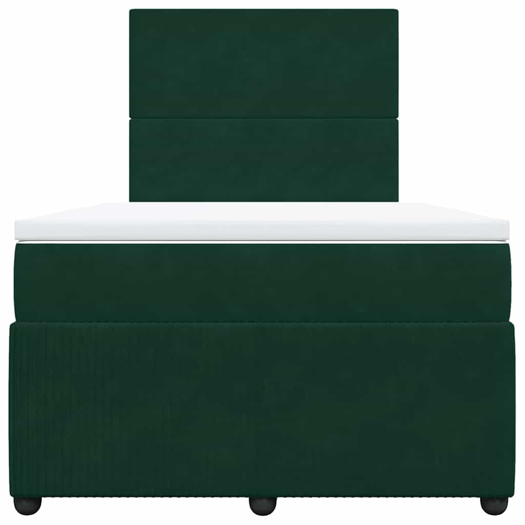 Krevet box spring s madracem tamnozeleni 120x190 cm baršunasti