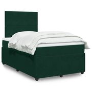 Krevet box spring s madracem tamnozeleni 120x190 cm baršunasti