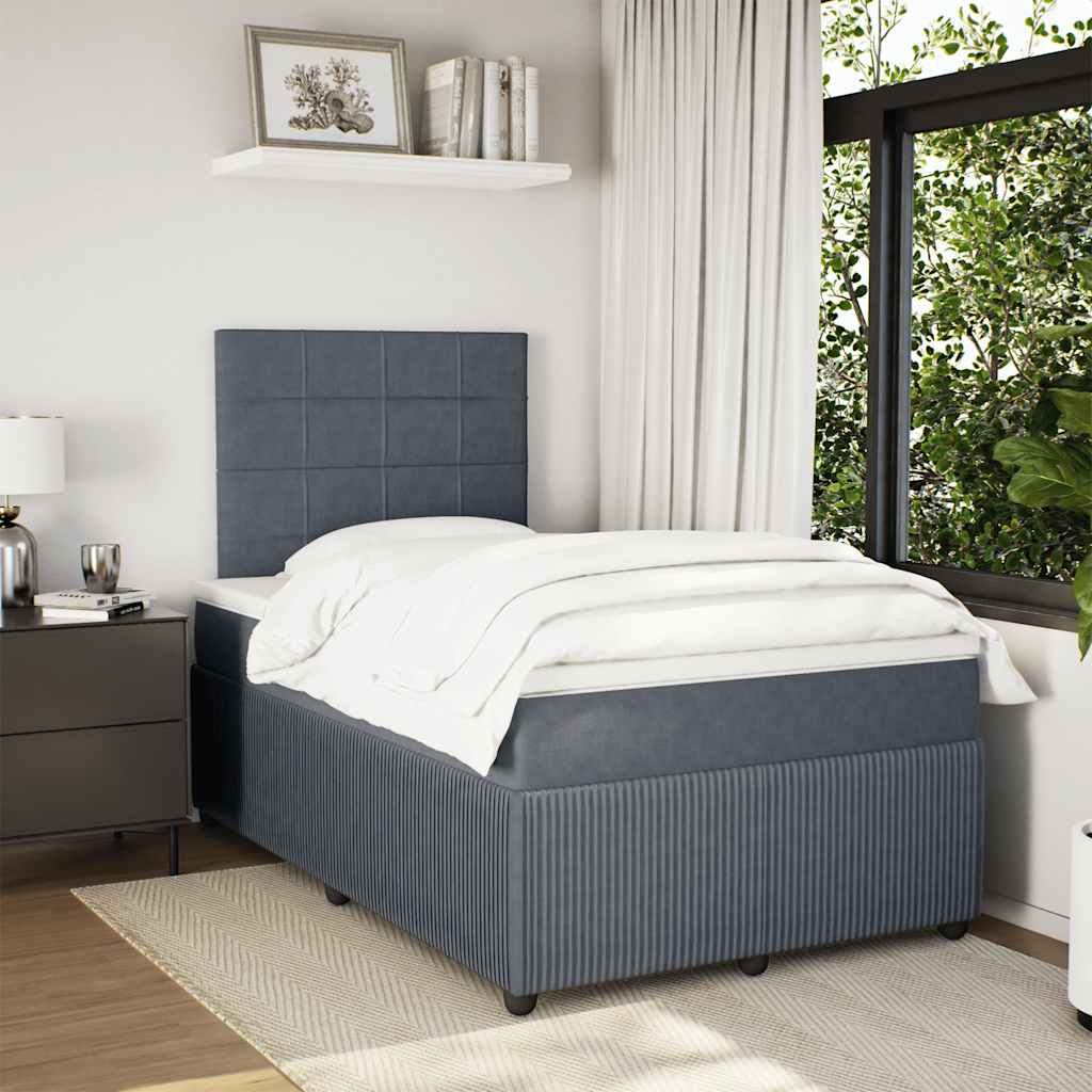 Krevet box spring s madracem tamnosivi 120 x 190 cm baršun