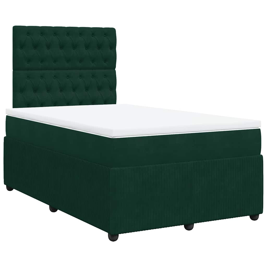 Krevet box spring s madracem tamnozeleni 120x190 cm baršunasti
