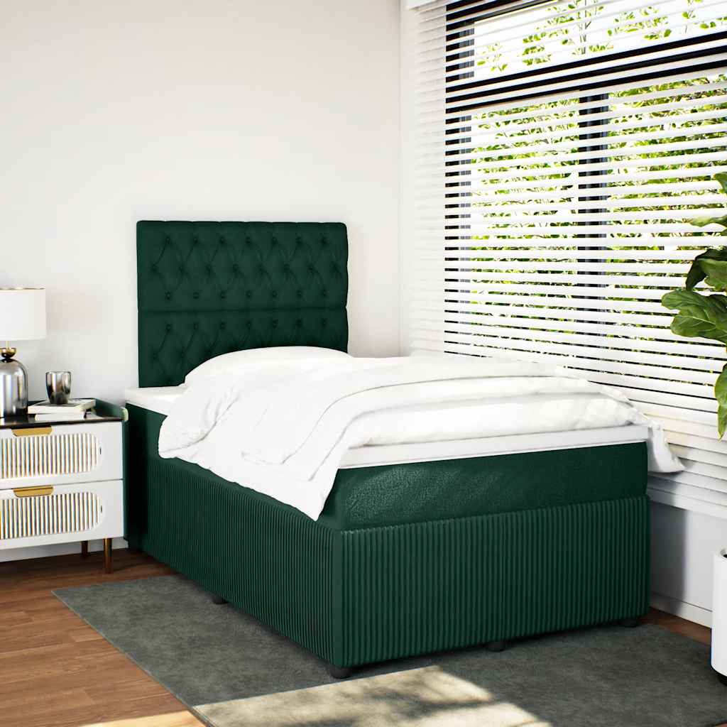 Krevet box spring s madracem tamnozeleni 120x190 cm baršunasti