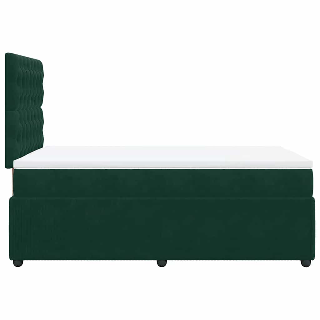 Krevet box spring s madracem tamnozeleni 120x190 cm baršunasti
