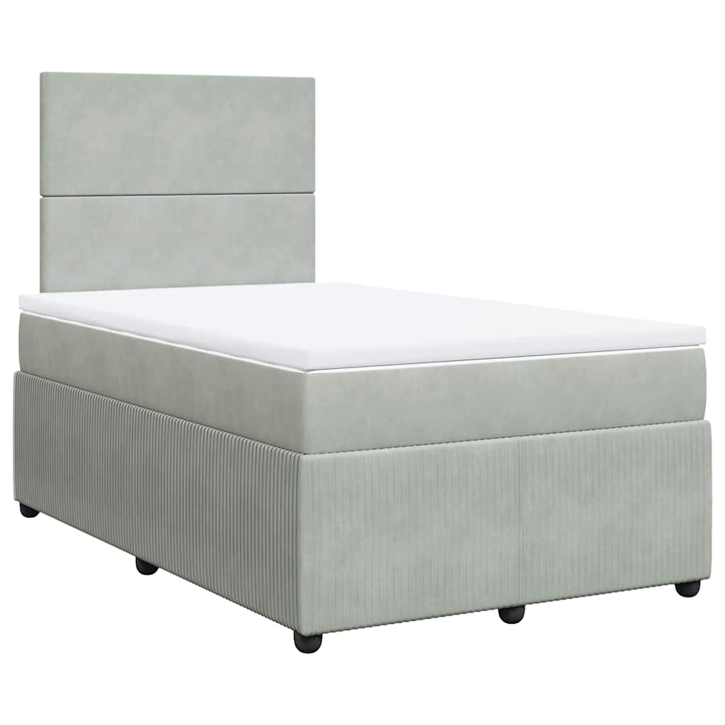 Box spring krevet s madracem svjetlosivi 120x200 cm baršunasti