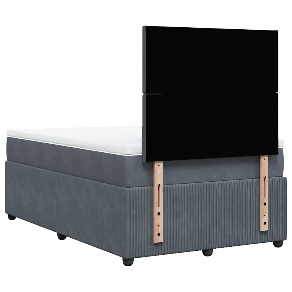 Box spring krevet s madracem tamnosivi 120 x 200 cm baršunasti