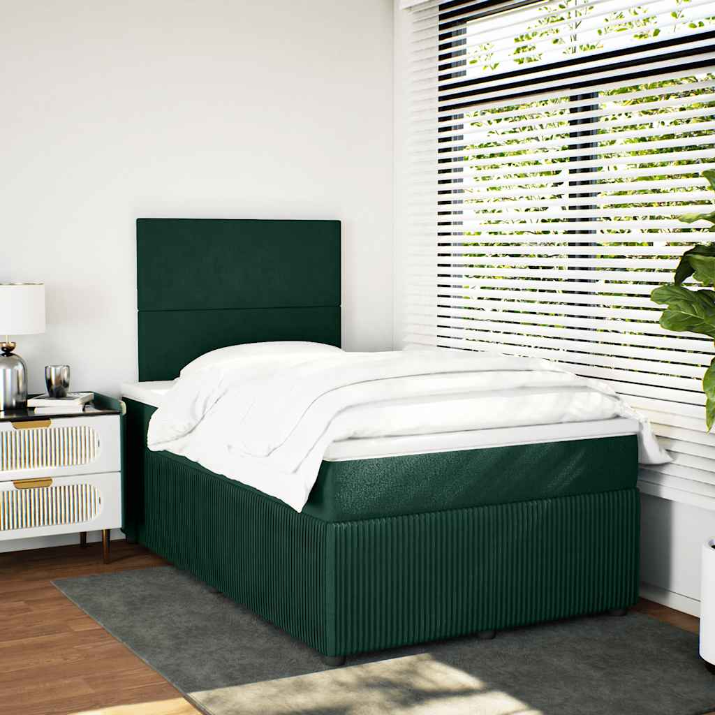 Box spring krevet s madracem tamnozeleni 120x200 cm baršunasti