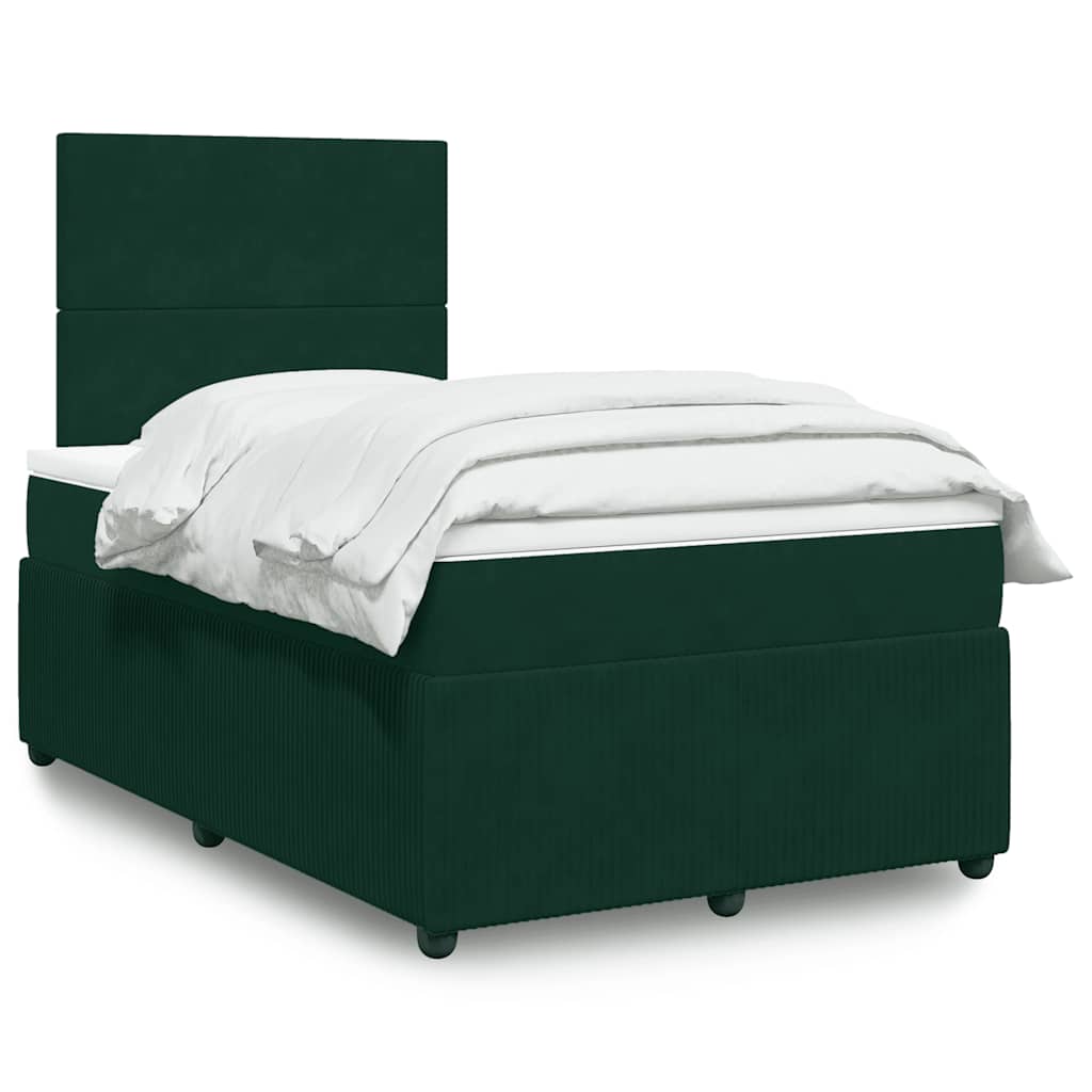 Box spring krevet s madracem tamnozeleni 120x200 cm baršunasti