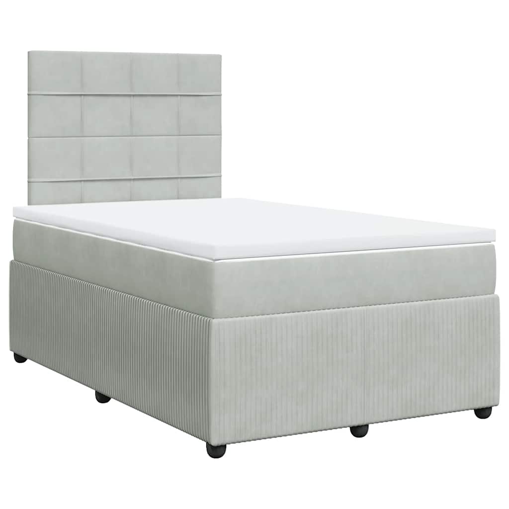 Box spring krevet s madracem svjetlosivi 120x200 cm baršunasti