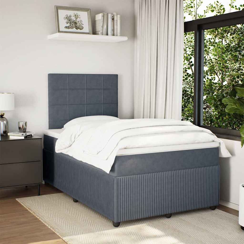Box spring krevet s madracem tamnosivi 120 x 200 cm baršunasti