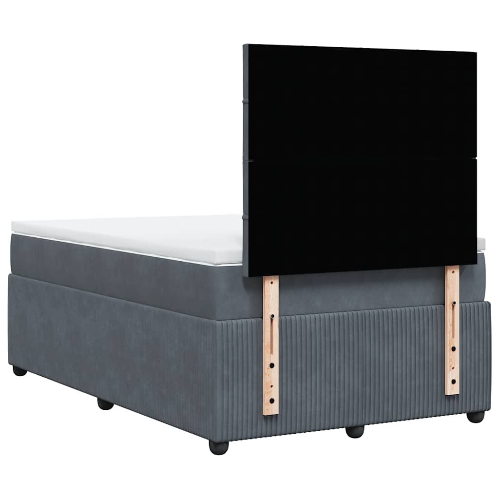 Box spring krevet s madracem tamnosivi 120 x 200 cm baršunasti