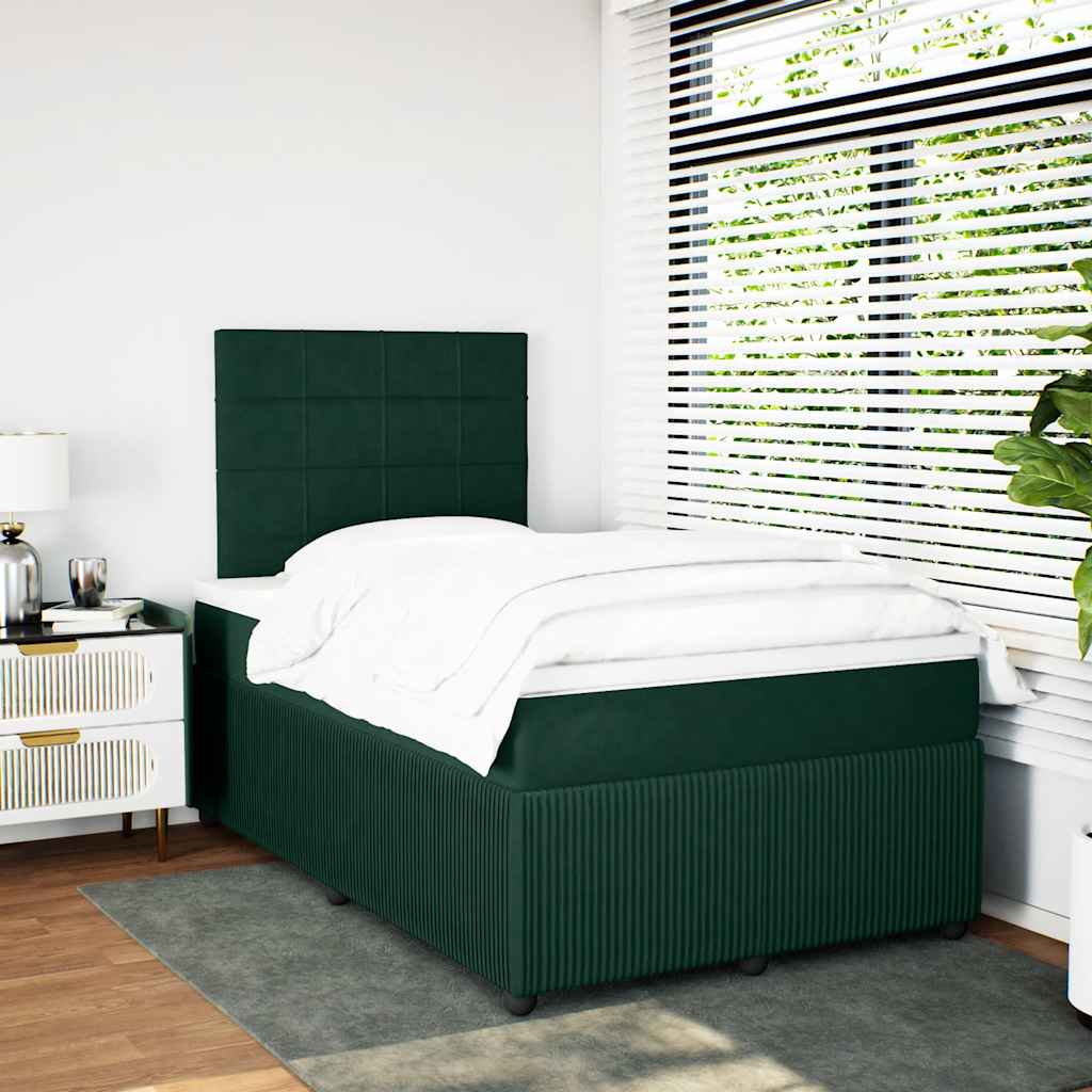 Box spring krevet s madracem tamnozeleni 120x200 cm baršunasti