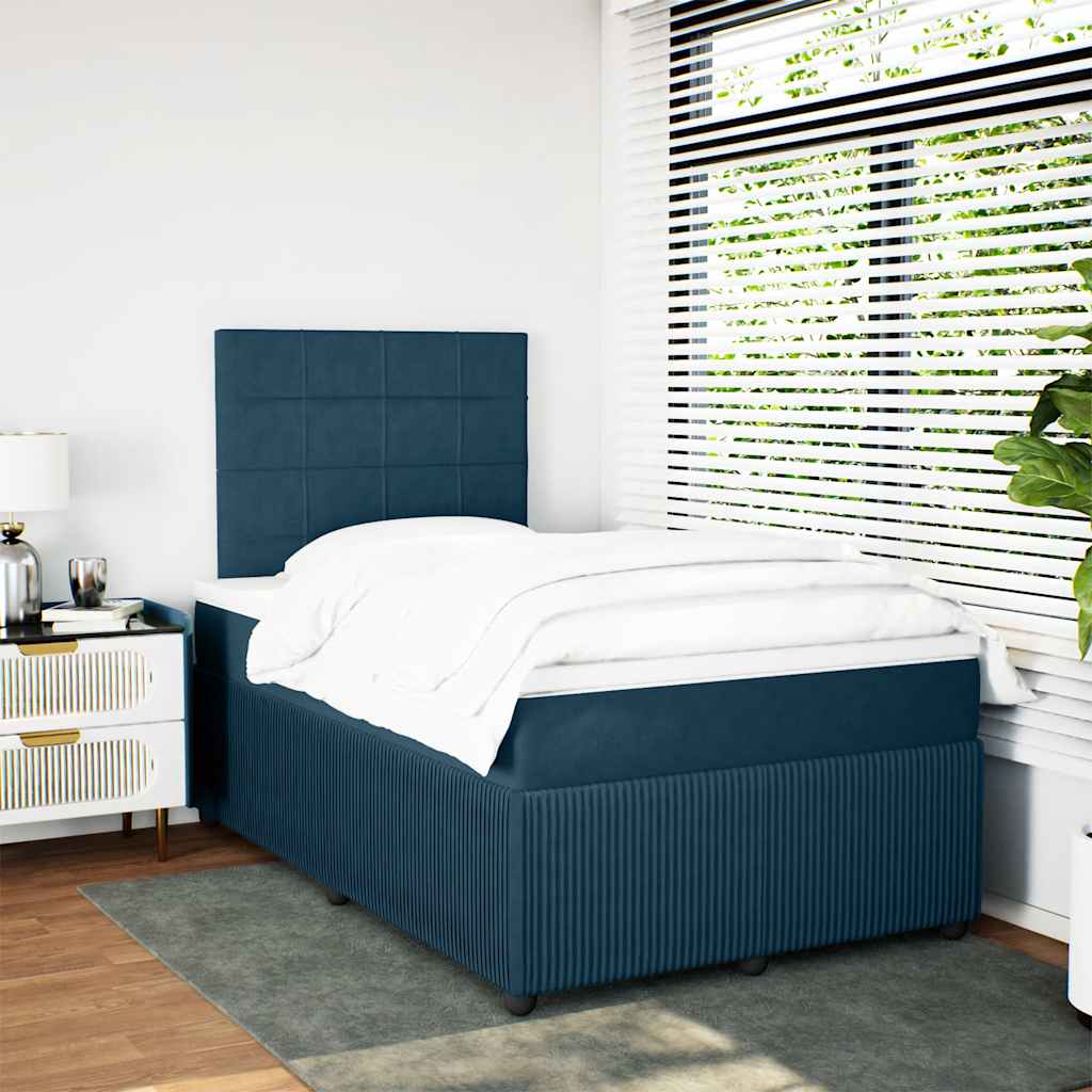 Box spring krevet s madracem tamnoplavi 120 x 200 cm baršunasti