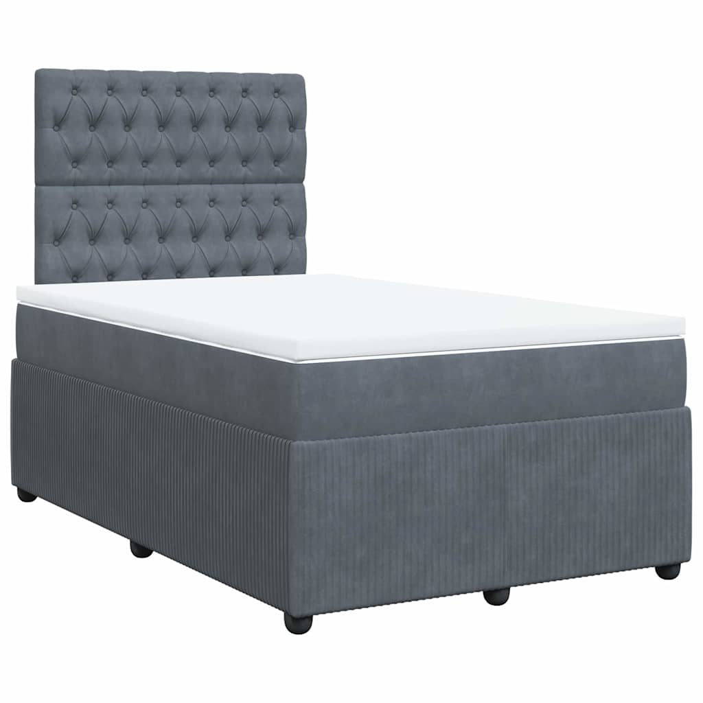 Box spring krevet s madracem tamnosivi 120 x 200 cm baršunasti