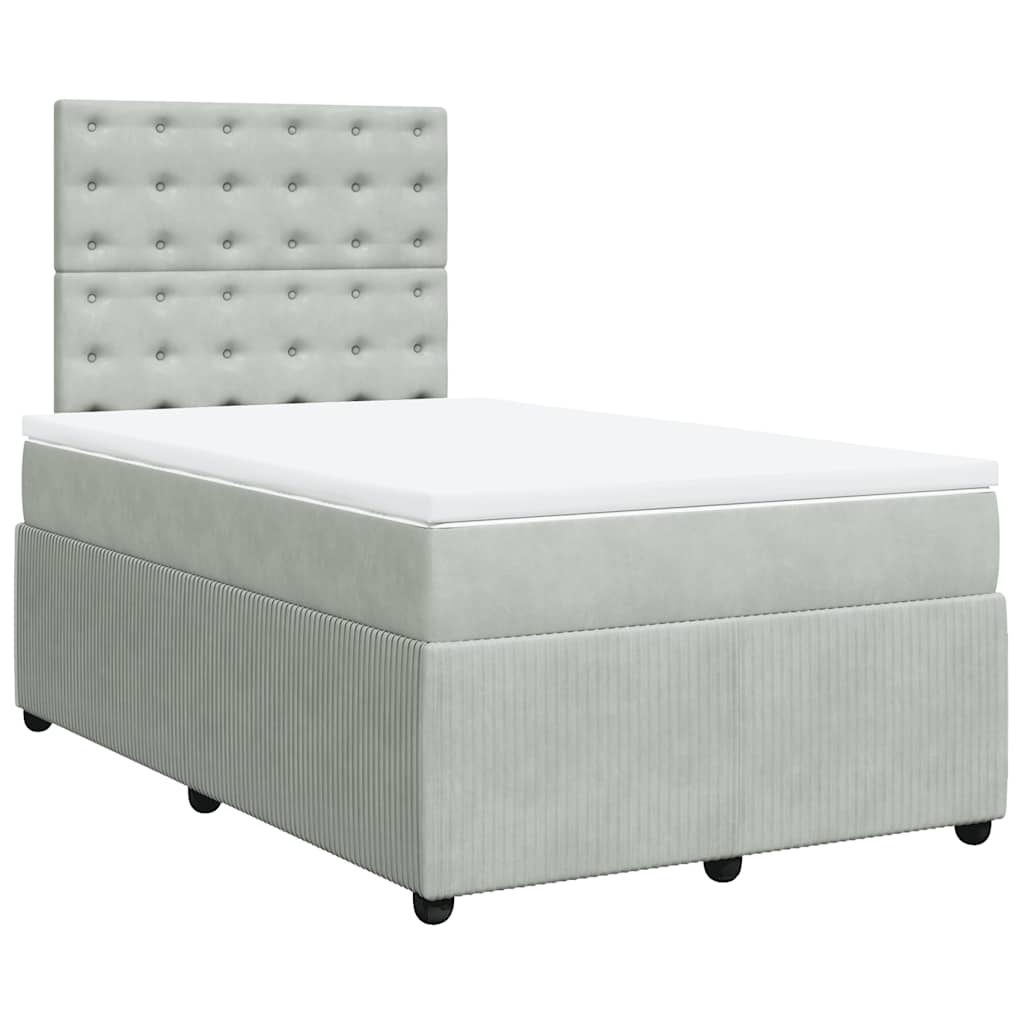 Box spring krevet s madracem svjetlosivi 120x200 cm baršunasti