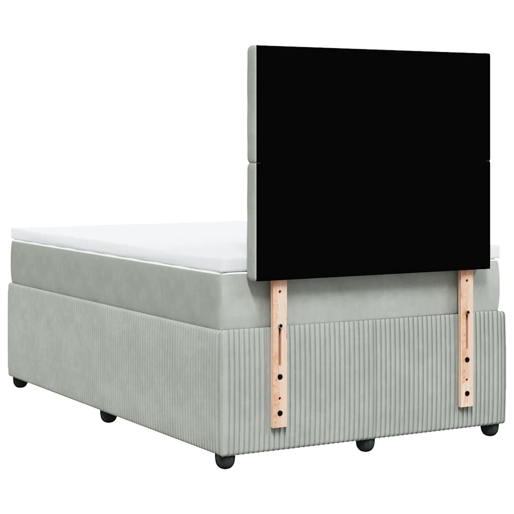 Box spring krevet s madracem svjetlosivi 120x200 cm baršunasti