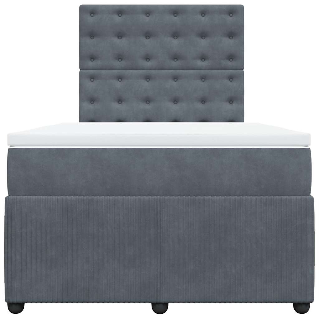 Box spring krevet s madracem tamnosivi 120 x 200 cm baršunasti