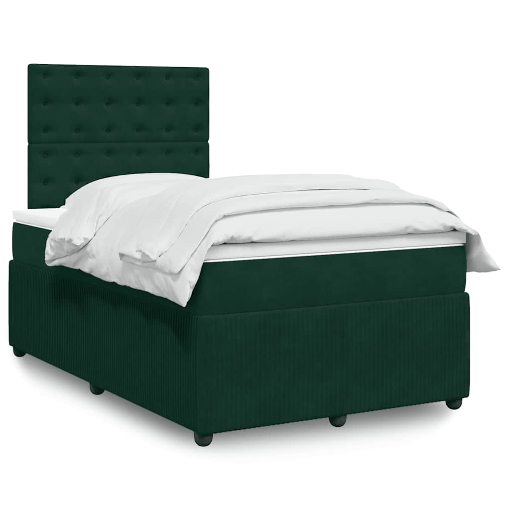 Box spring krevet s madracem tamnozeleni 120x200 cm baršunasti