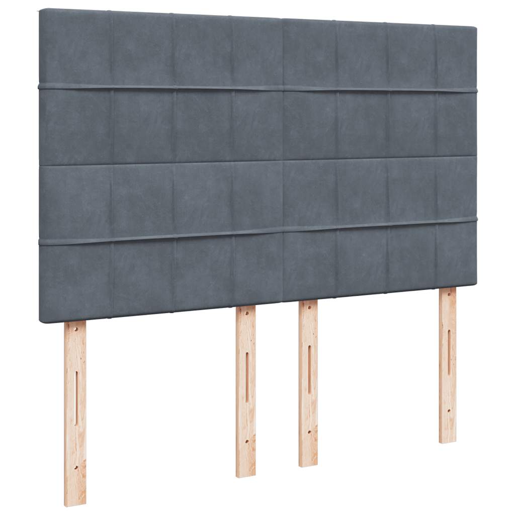 Krevet s oprugama i madracem tamnosivi 140x190 cm baršunasti