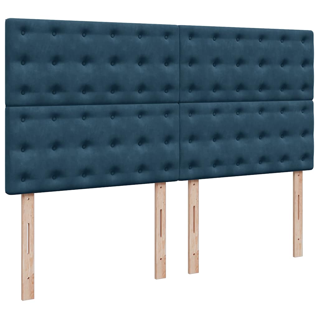 Krevet s oprugama i madracem tamnoplavi 180x200 cm baršunasti