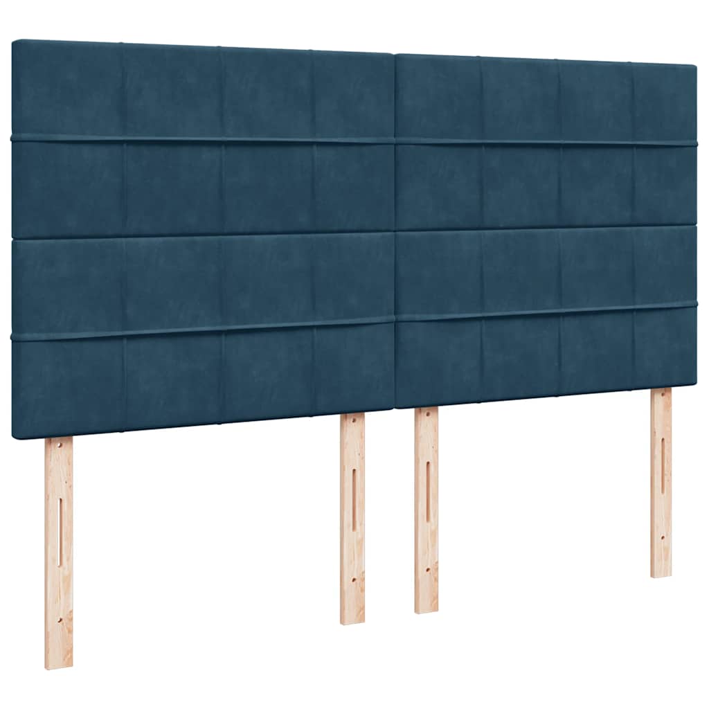 Krevet s oprugama i madracem tamnoplavi 200x200 cm baršunasti