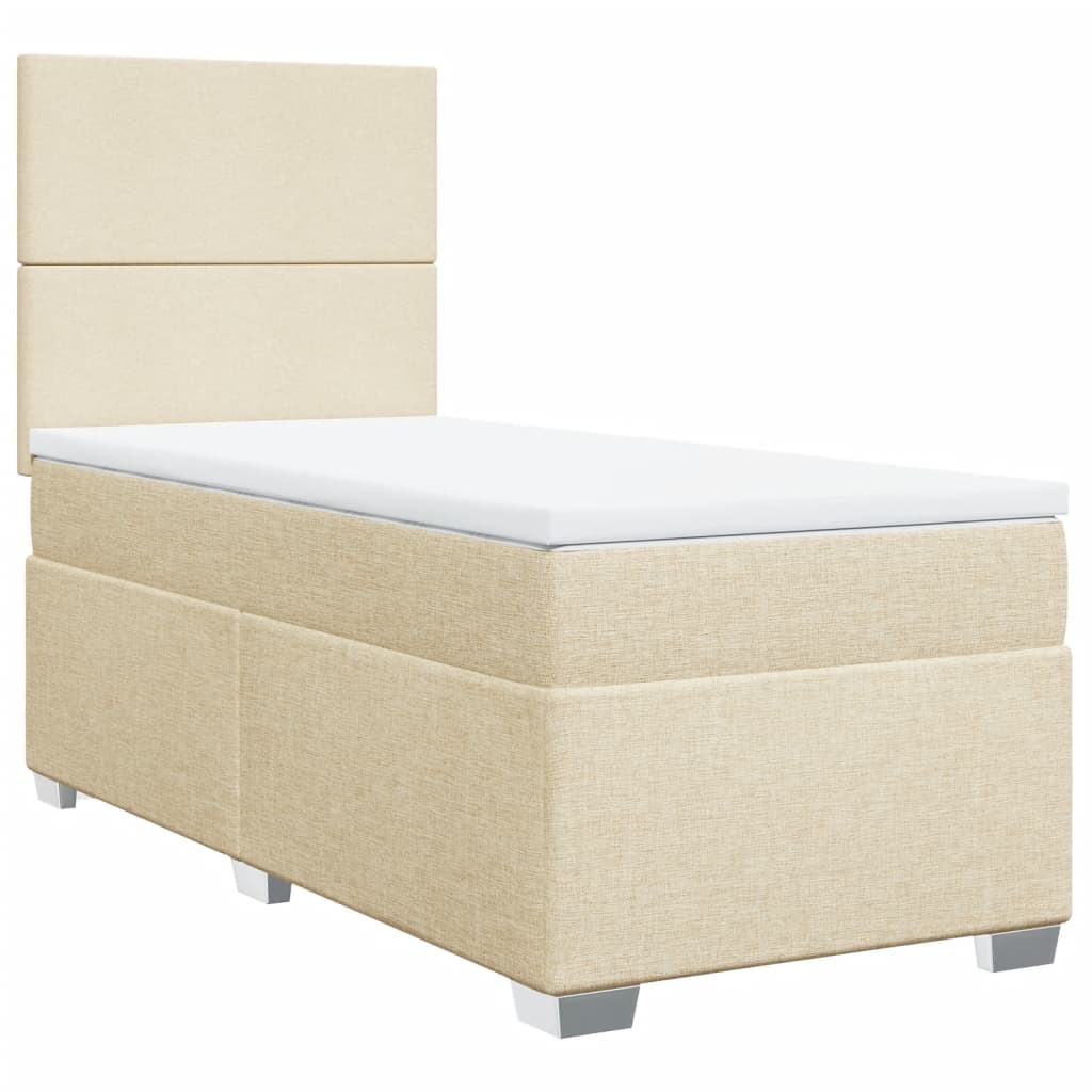 Krevet s oprugama i madracem krem 90 x 190 cm od tkanine
