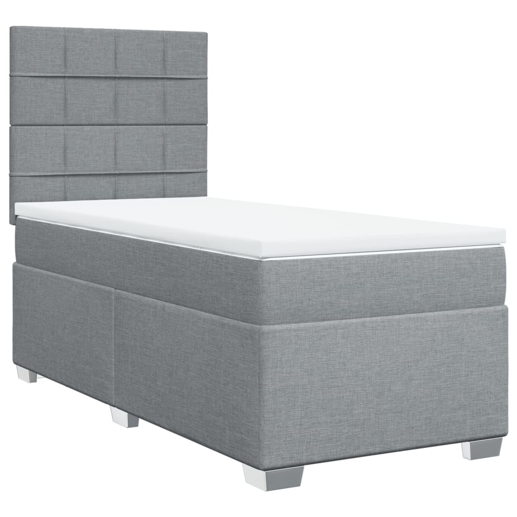 Box spring krevet s madracem svjetlosivi 90x190 cm od tkanine