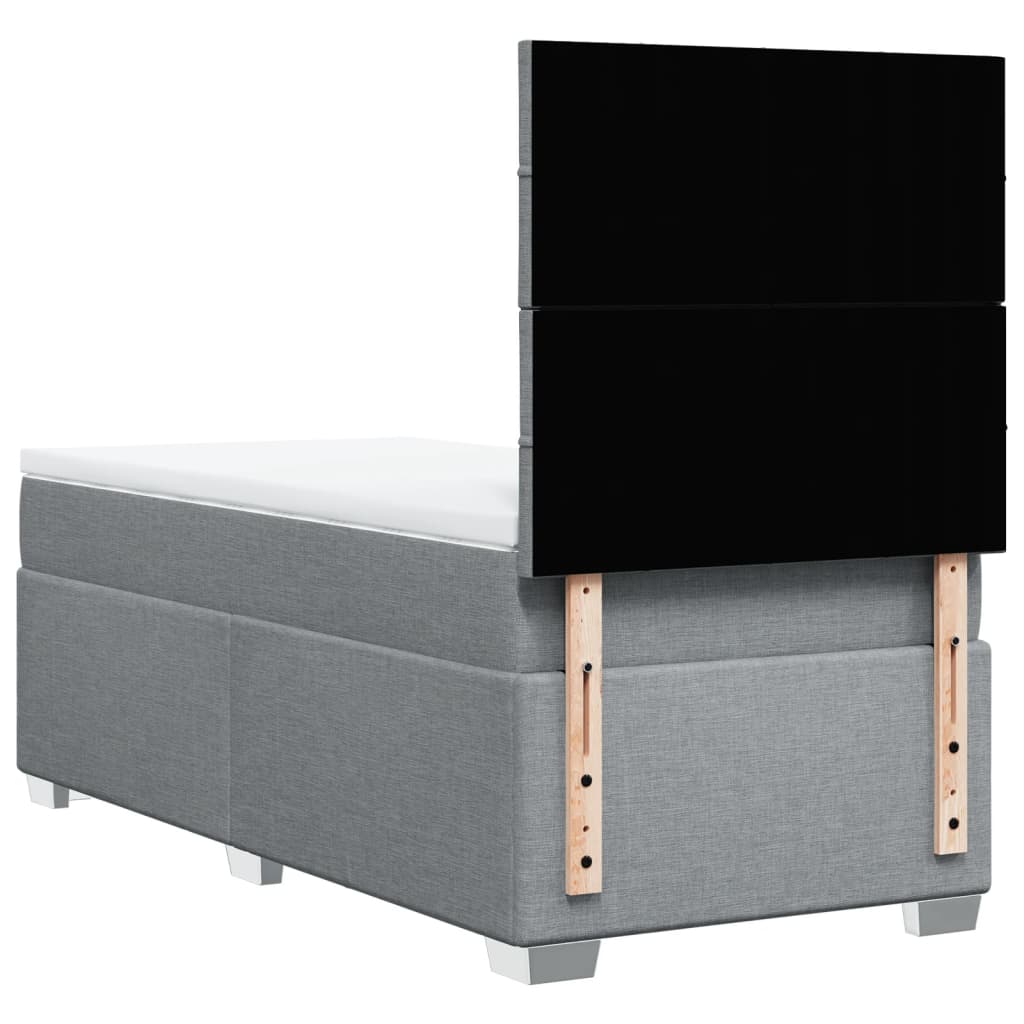 Box spring krevet s madracem svjetlosivi 90x190 cm od tkanine