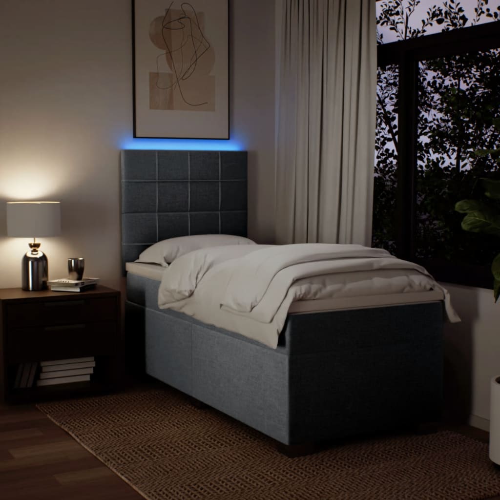 Box spring krevet s madracem svjetlosivi 90x190 cm od tkanine