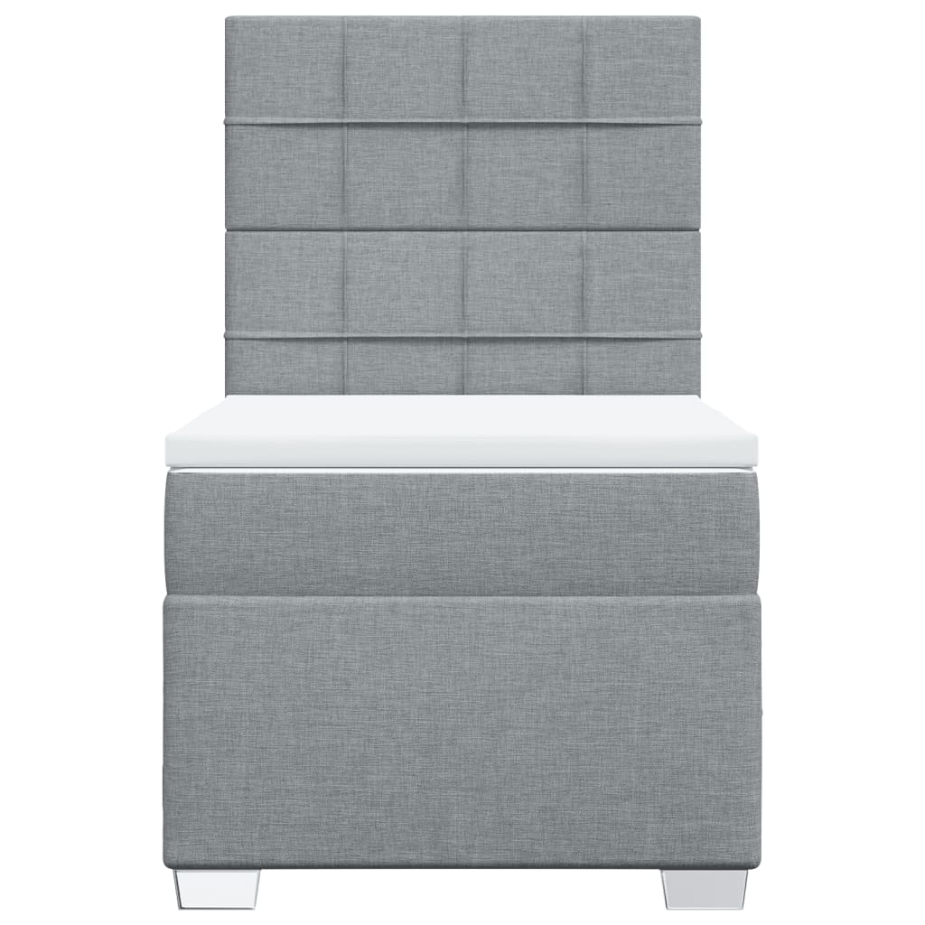 Box spring krevet s madracem svjetlosivi 90x190 cm od tkanine