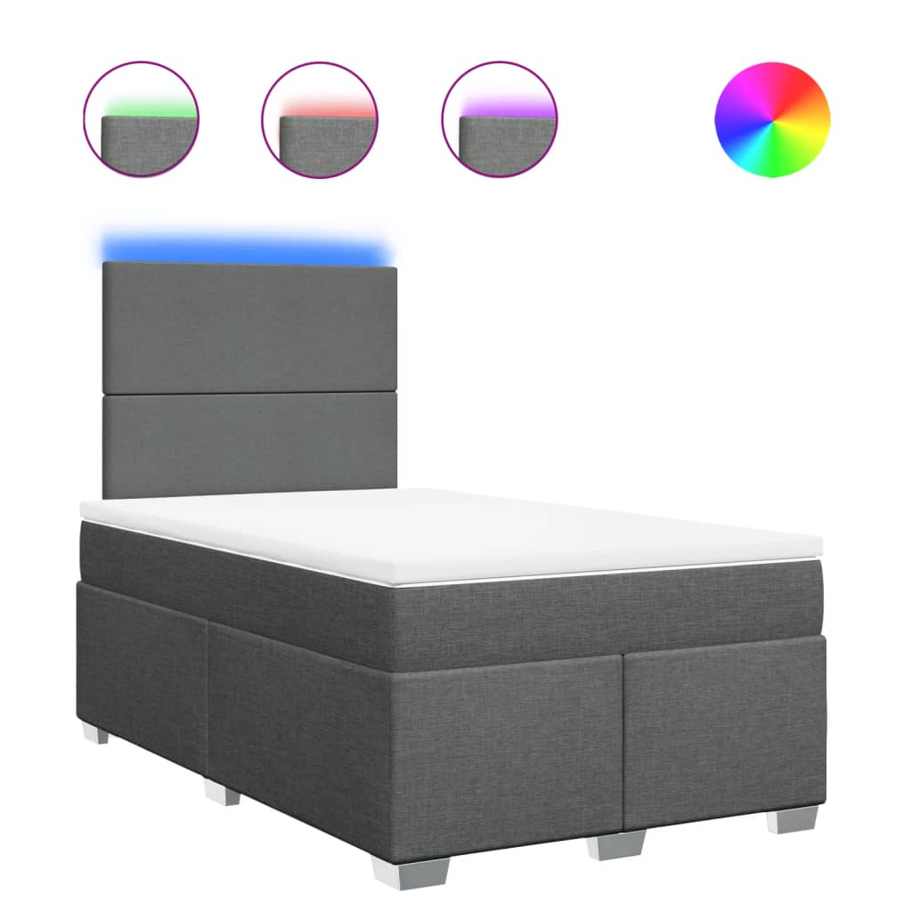 Krevet box spring s madracem tamnosivi 120 x 190 cm tkanina