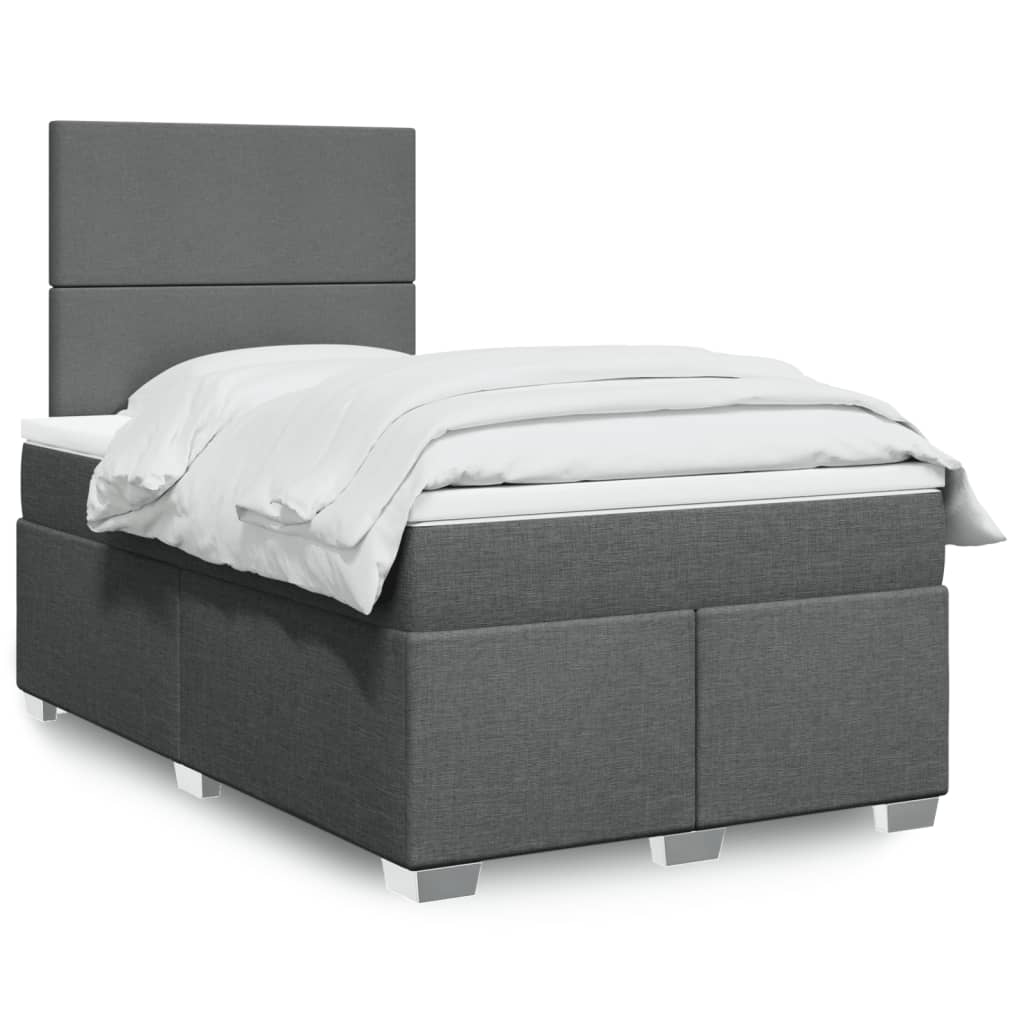 Krevet box spring s madracem tamnosivi 120 x 190 cm tkanina