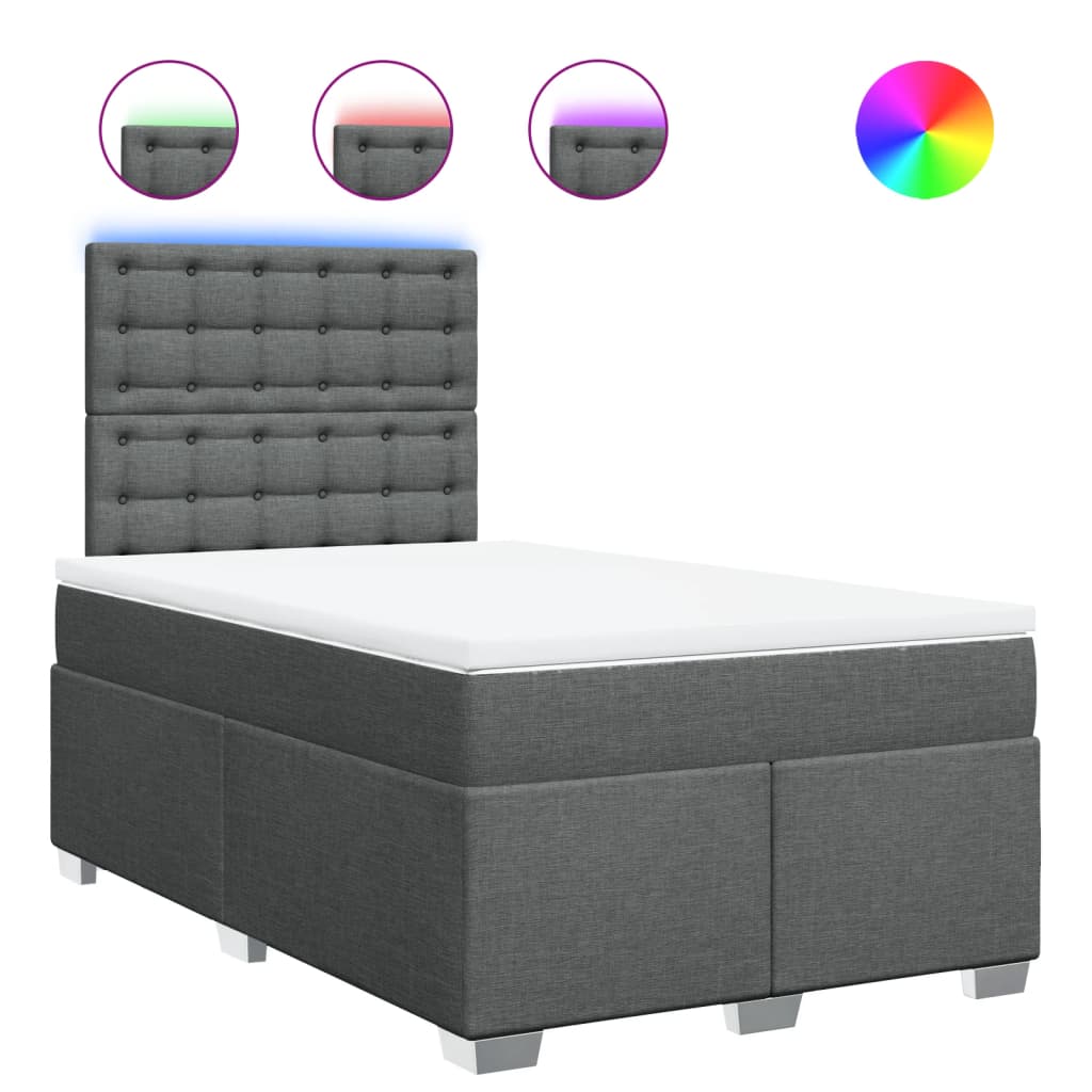 Krevet box spring s madracem tamnosivi 120 x 190 cm tkanina