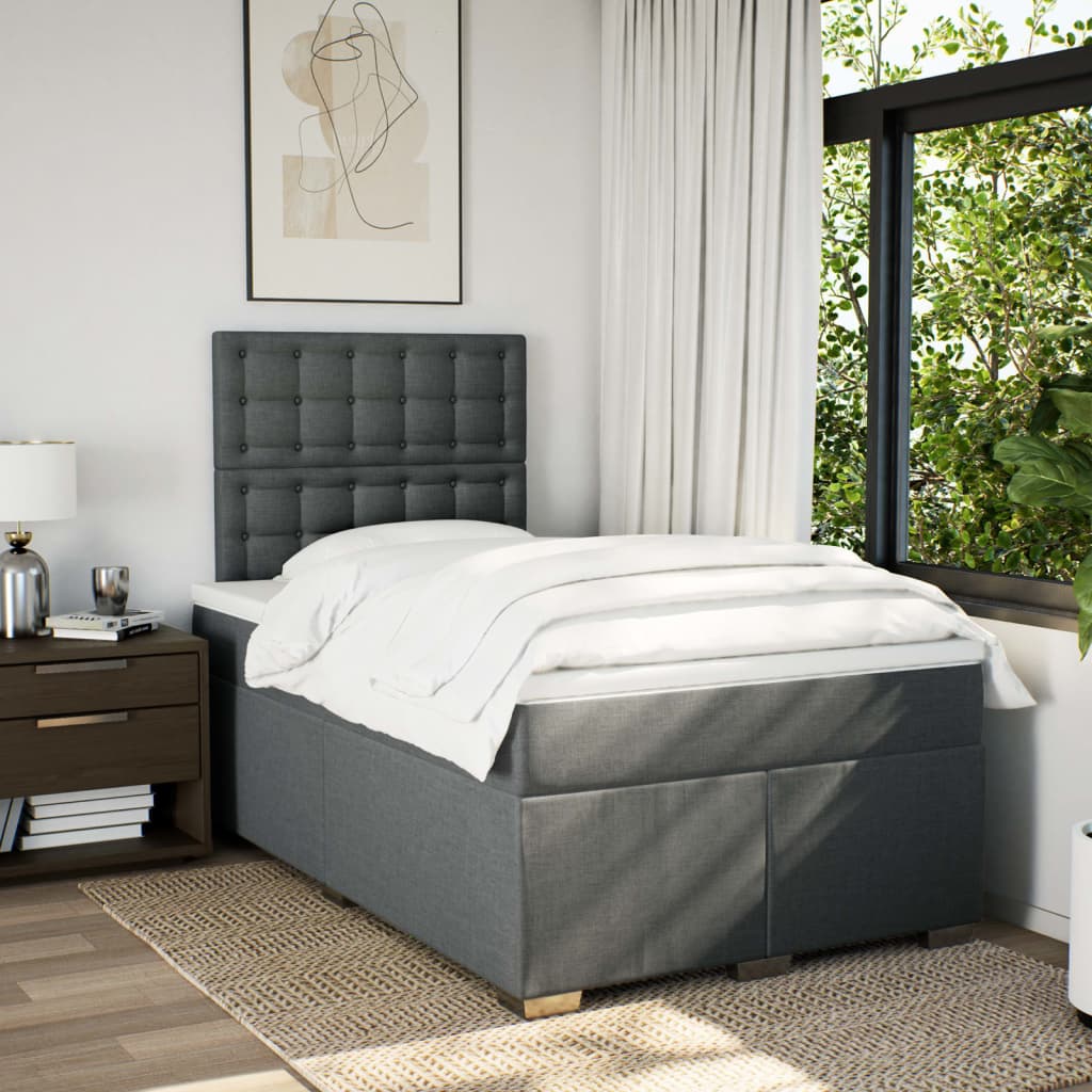 Krevet box spring s madracem tamnosivi 120 x 190 cm tkanina