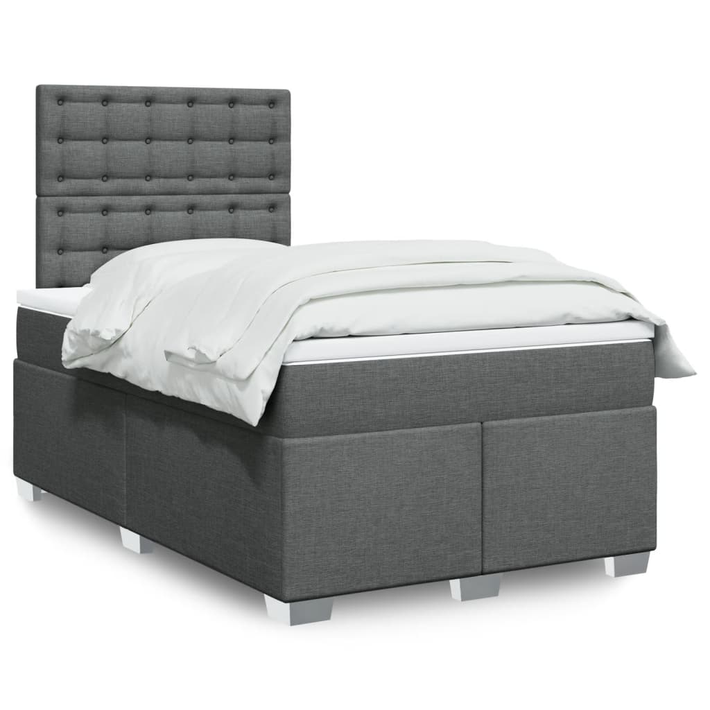 Krevet box spring s madracem tamnosivi 120 x 190 cm tkanina