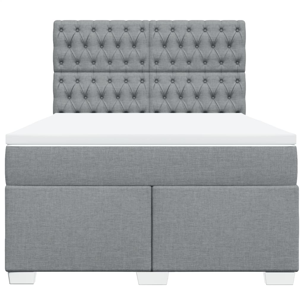 Krevet box spring s madracem svjetlosiva 160x200 cm tkanina