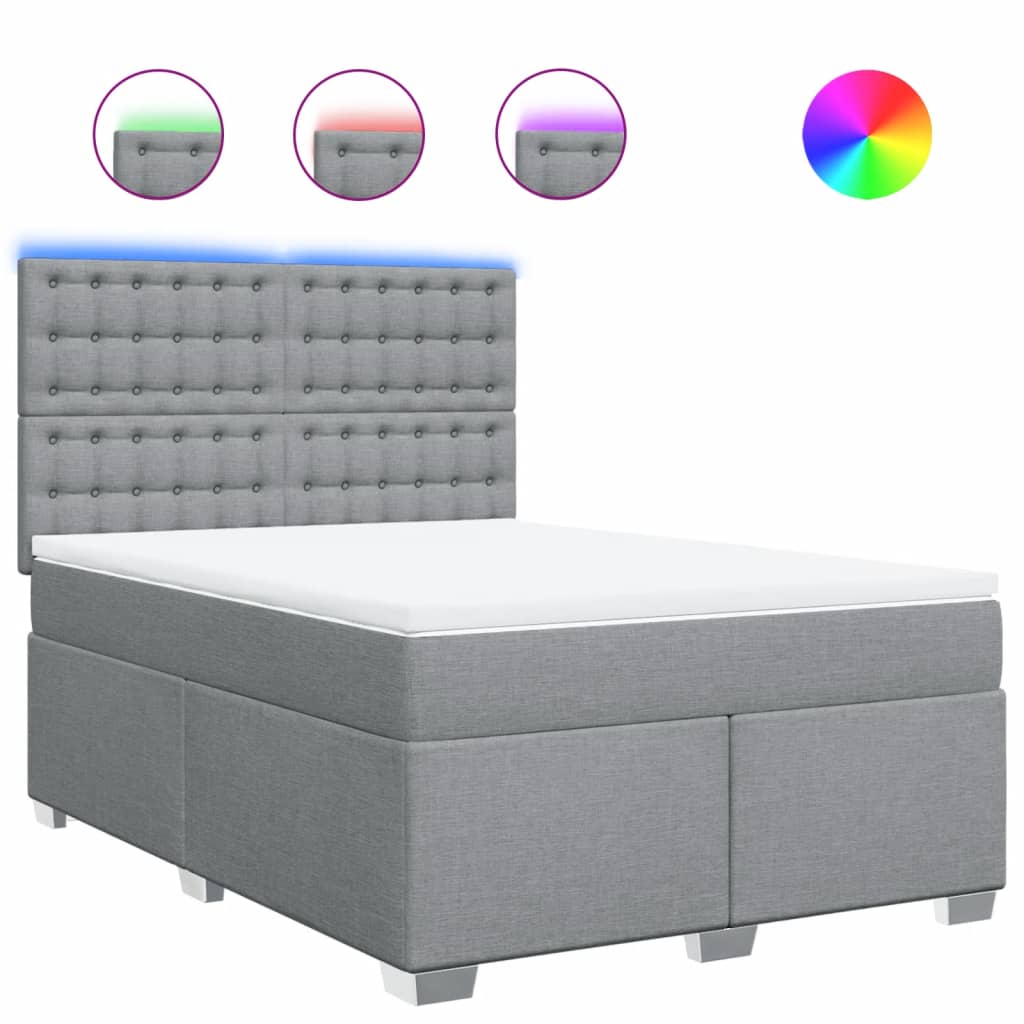 Krevet box spring s madracem svjetlosiva 160x200 cm tkanina