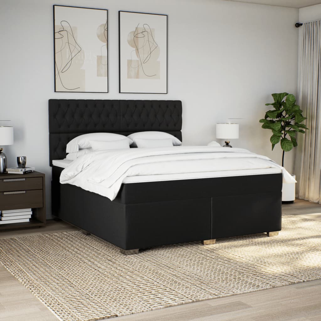 Krevet s oprugama i madracem crni 180x200 cm od tkanine