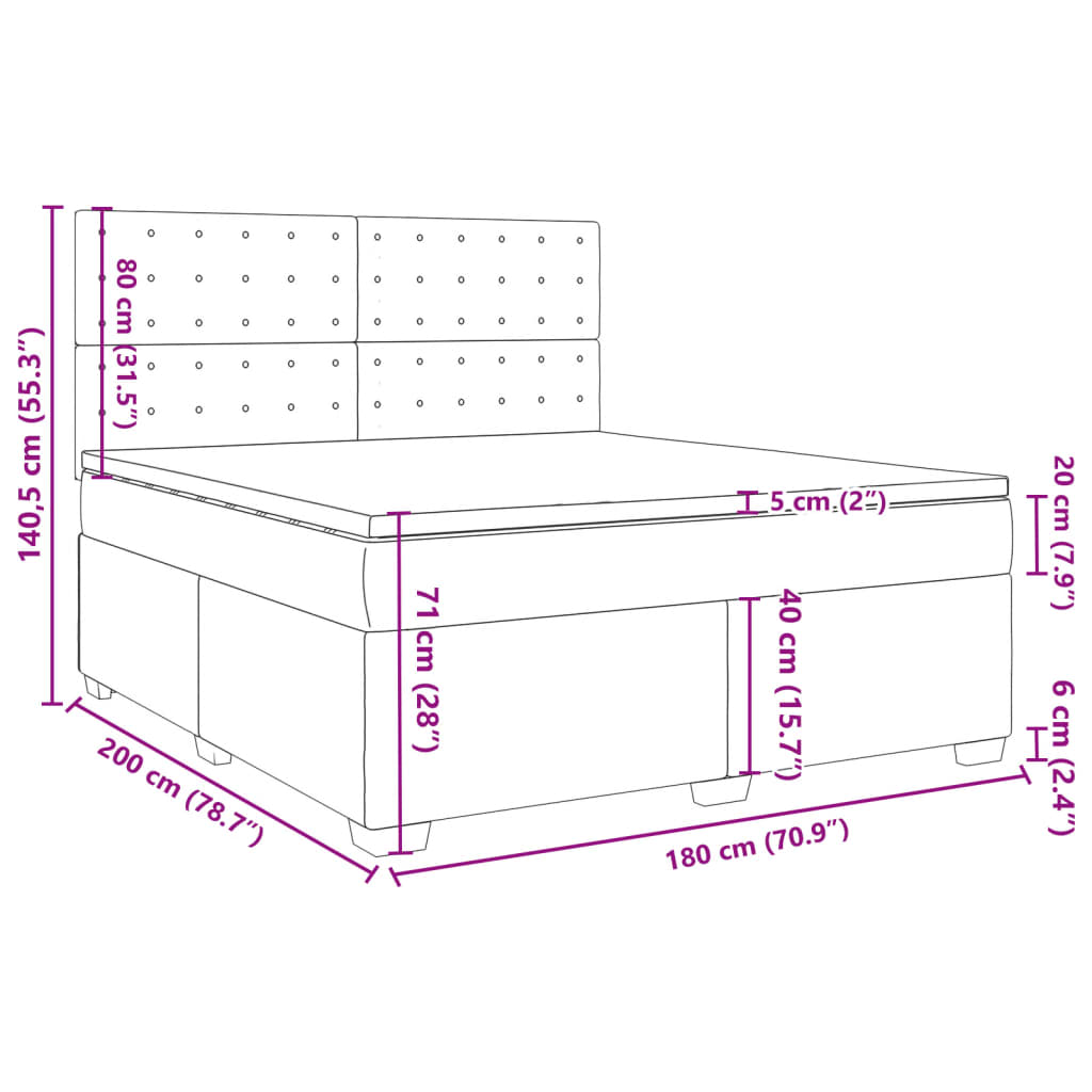 Krevet s oprugama i madracem krem 180x200 cm od tkanine