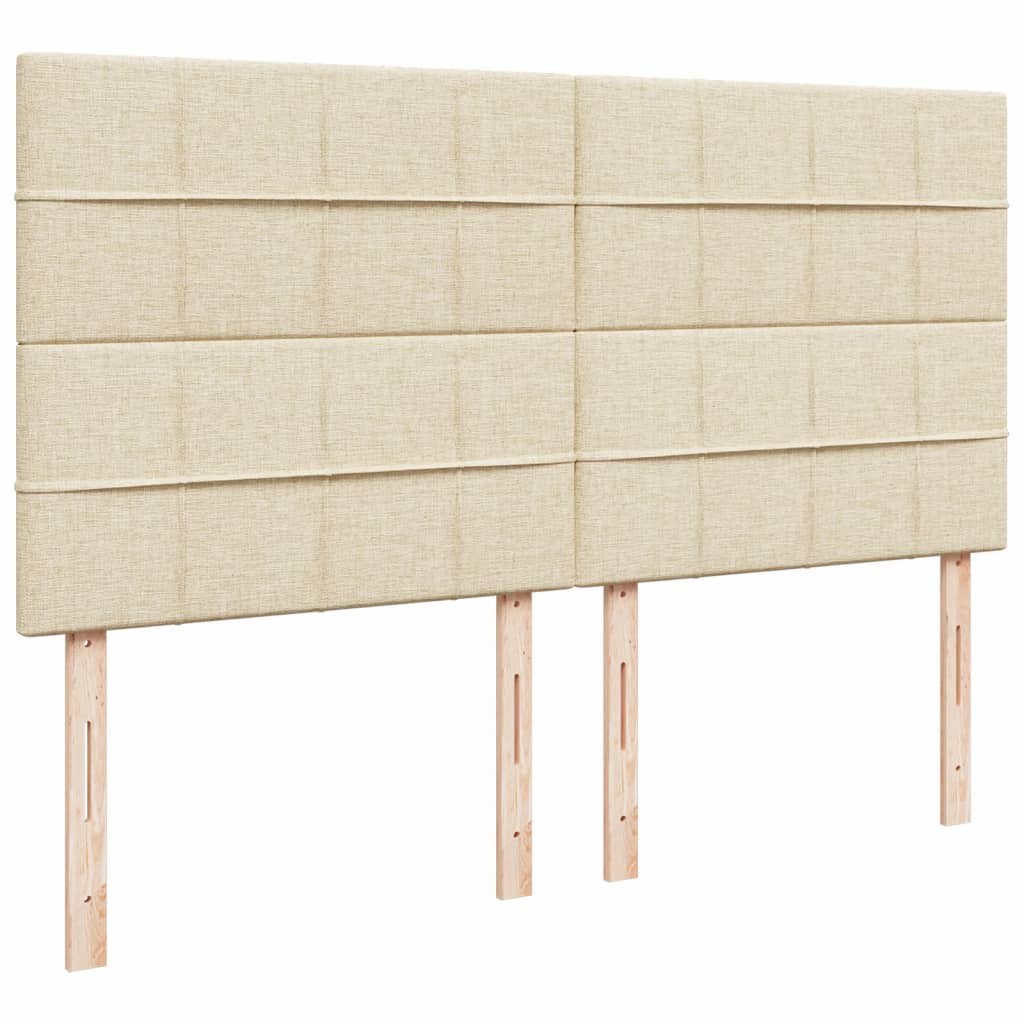 Krevet s oprugama i madracem krem 200 x 200 cm od tkanine