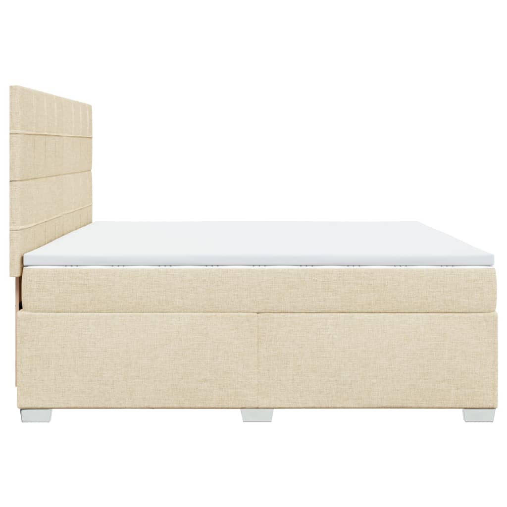 Krevet s oprugama i madracem krem 200 x 200 cm od tkanine
