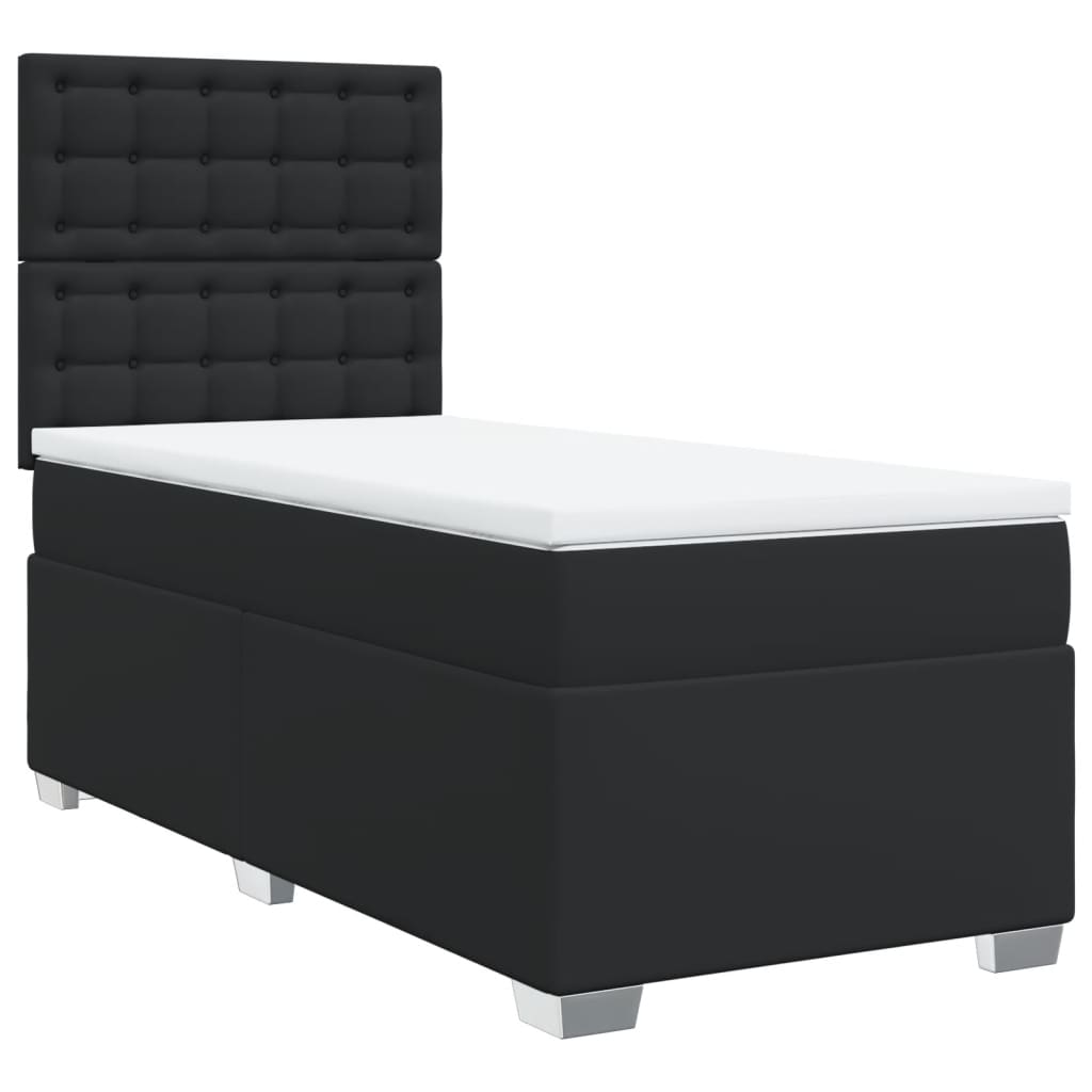 Krevet s oprugama i madracem crni 90 x 200 cm od umjetne kože