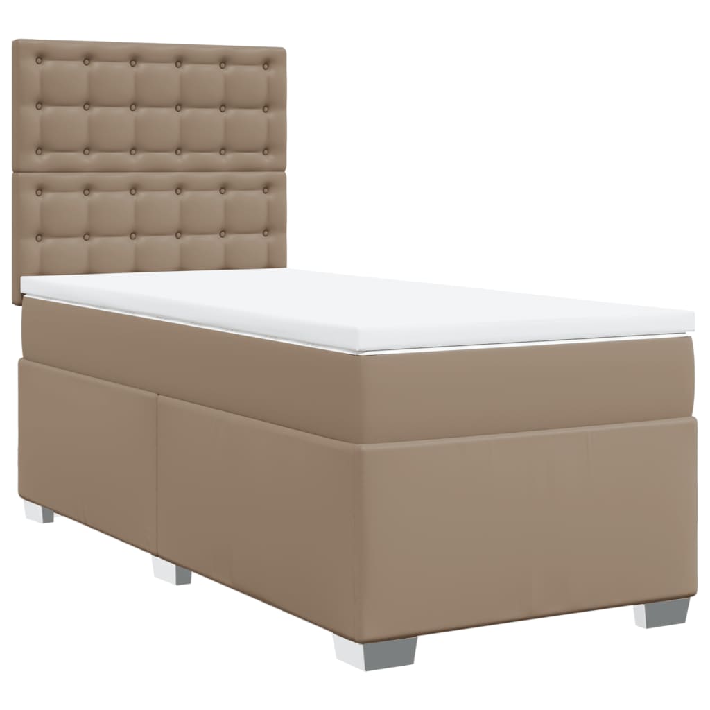 Krevet s oprugama i madrac cappuccino 90x200 cm od umjetne kože