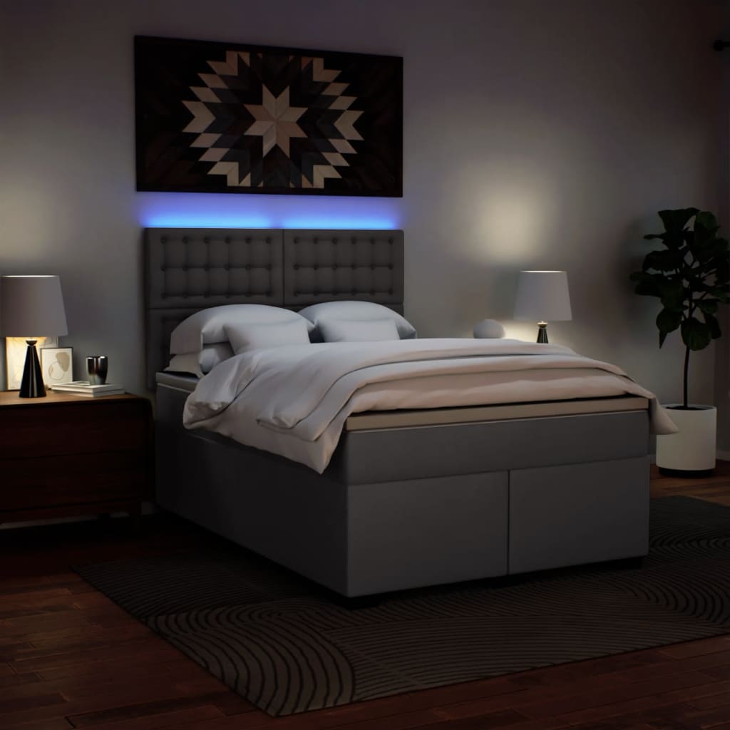 Krevet s oprugama i madracem sivi 140x200 cm od umjetne kože