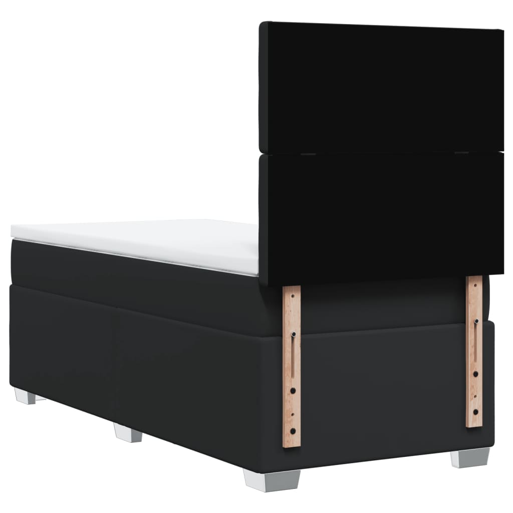 Krevet box spring s madracem crni za jednu osobu umjetna koža