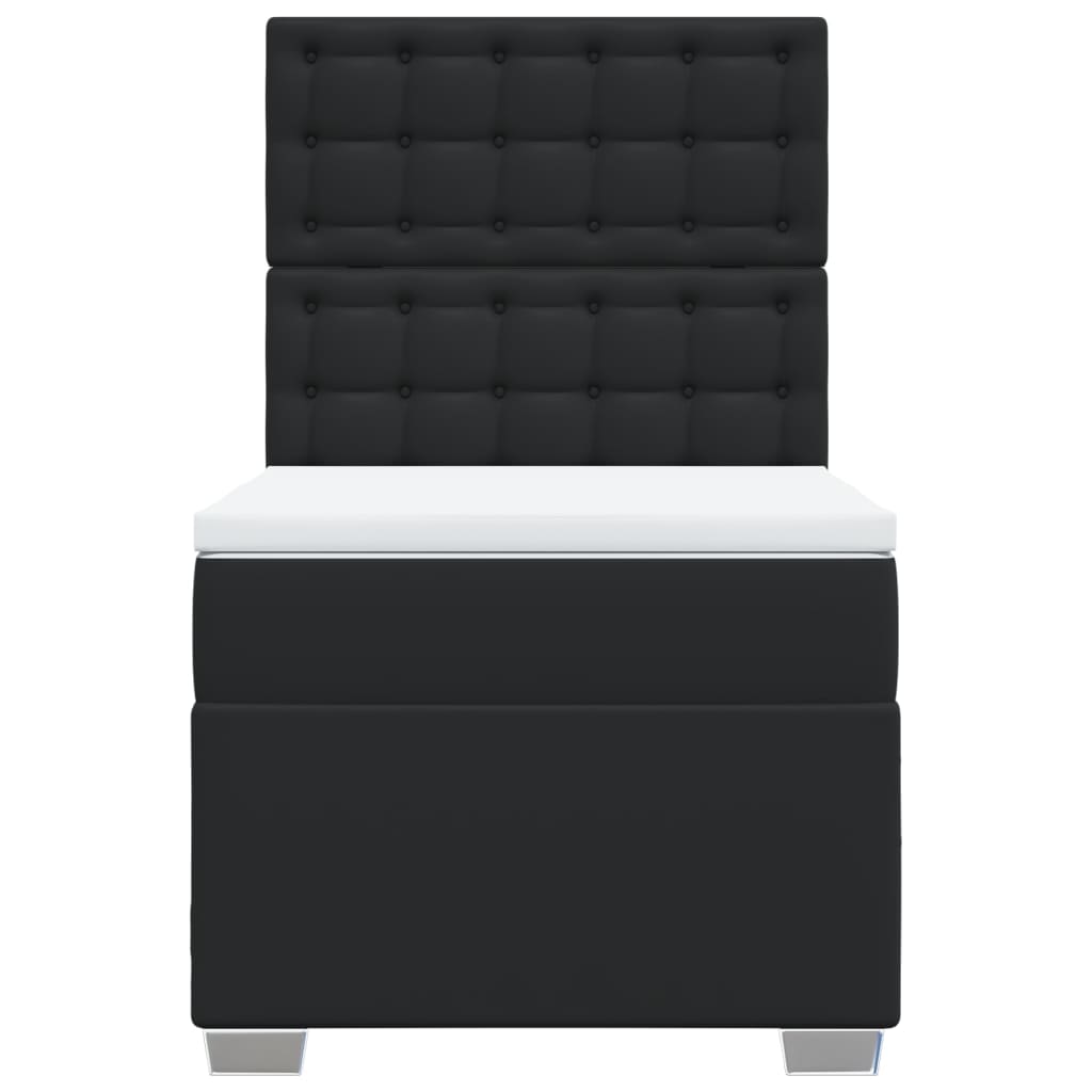 Krevet box spring s madracem crni za jednu osobu umjetna koža