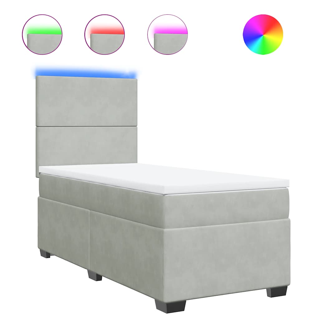 Box spring krevet s madracem svjetlosivi 80 x 200 cm baršunasti
