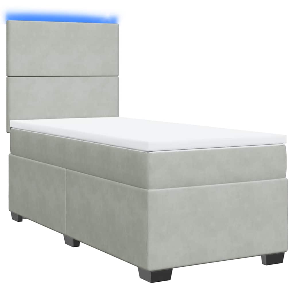Box spring krevet s madracem svjetlosivi 80 x 200 cm baršunasti