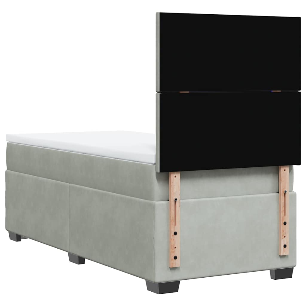 Box spring krevet s madracem svjetlosivi 80 x 200 cm baršunasti