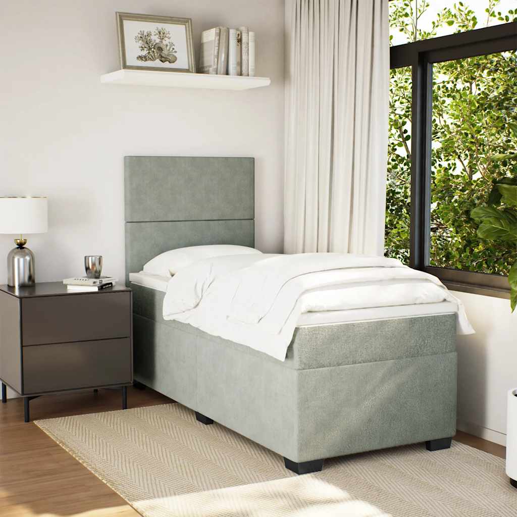 Box spring krevet s madracem svjetlosivi 80 x 200 cm baršunasti