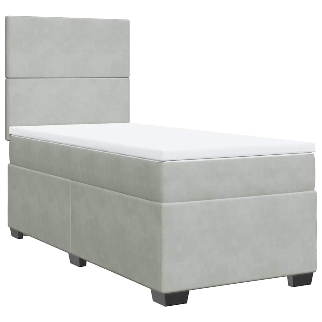 Box spring krevet s madracem svjetlosivi 80 x 200 cm baršunasti