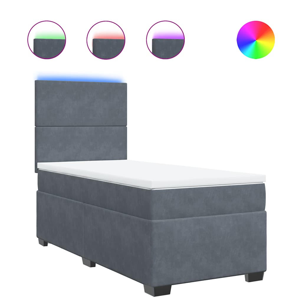 Box spring krevet s madracem tamnosivi 80 x 200 cm baršunasti
